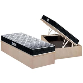 Cama Box Baú Solteiro: Colchão Anatômico Probel D33 / EP Firmepedic ProDormir Advanced Tech1500 Double Face + Base CRC Suede Clean(88x188)