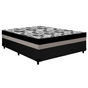 Cama Box Casal: Colchão Anatômico Ortobom D33/EP  ISO 100 Double Face + Base CRC Courano Black(138x188x20)