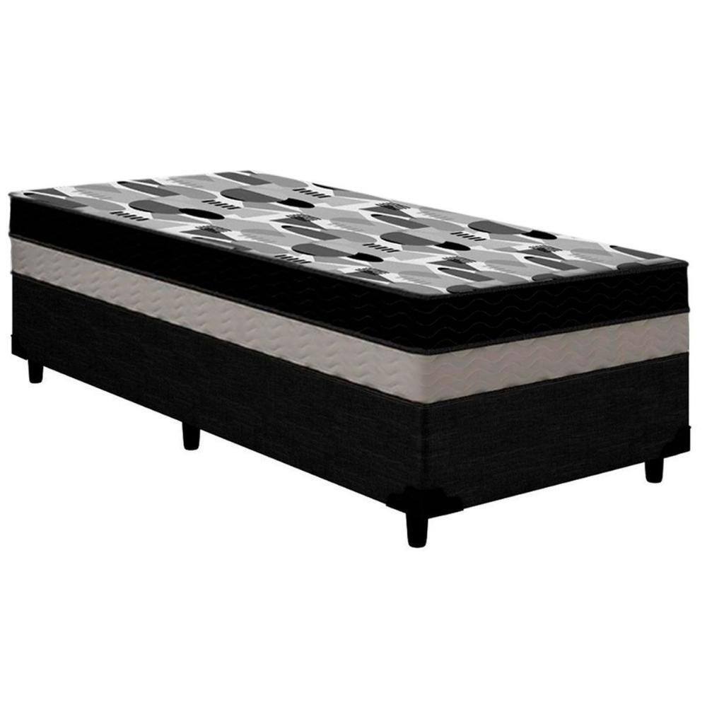 Cama Box Solteiro: Colchão Anatômico Ortobom D33/EP  ISO 100 Double Face + Base CRC Courano Black(78x188x20)