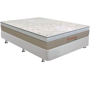 Cama Box Casal: Colchão Molas Bonnel Orthoflex Florença + Base CRC Courano White(138x188)