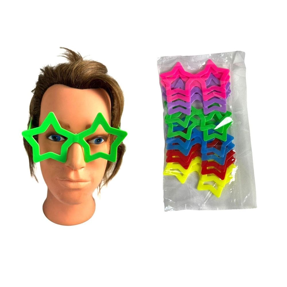 Kit 12 Óculos Colorido Estrela Fantasia Evento Carnaval