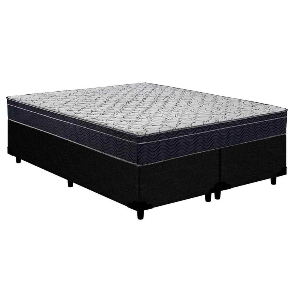 Cama Box Queen: Colchão Anatômico Ortobom D45/EP Airtech 150 Ortopilow + Base CRC Courano Black(158x198)