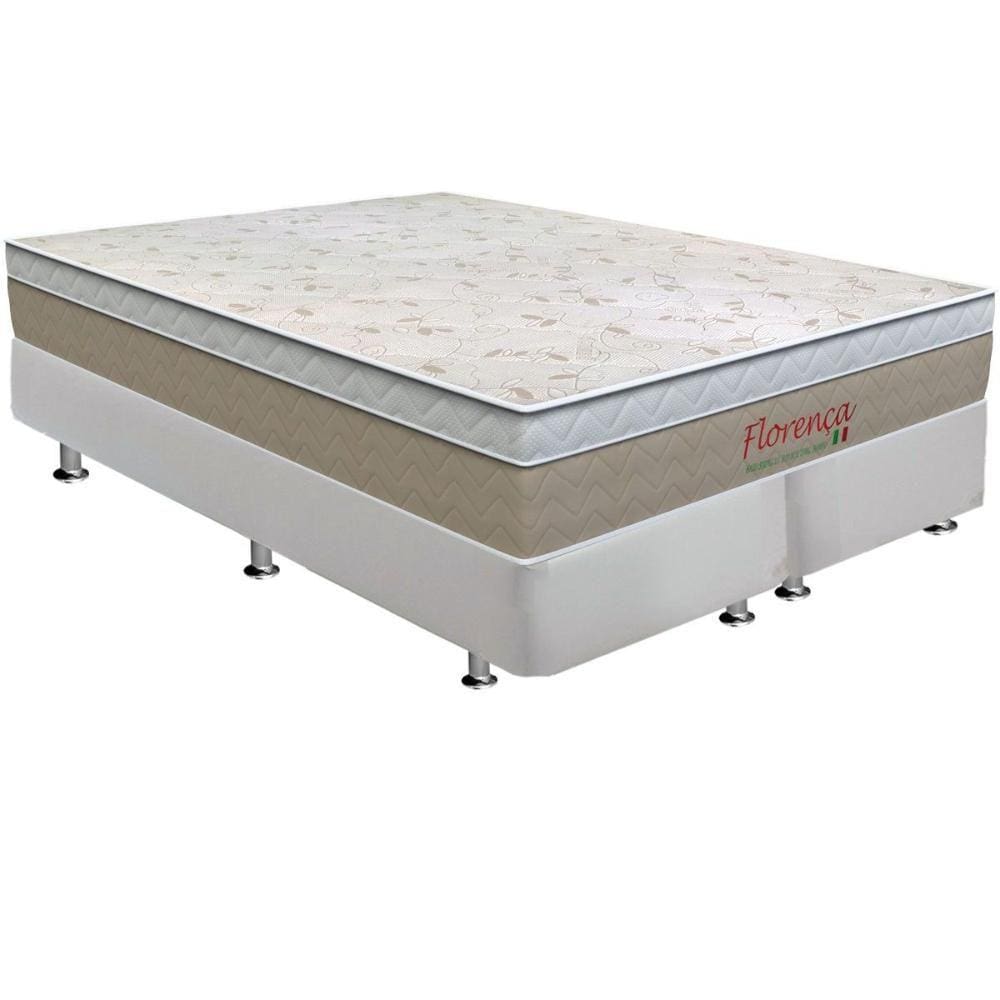 Cama Box King: Colchão Molas Bonnel Orthoflex Florença + Base CRC Courano White(193x203)