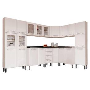Cozinha Completa Evidence 8 Peças (3 Armários + 3 Balcões + 2 Paneleiros) C8P22 Branco - Bertolini