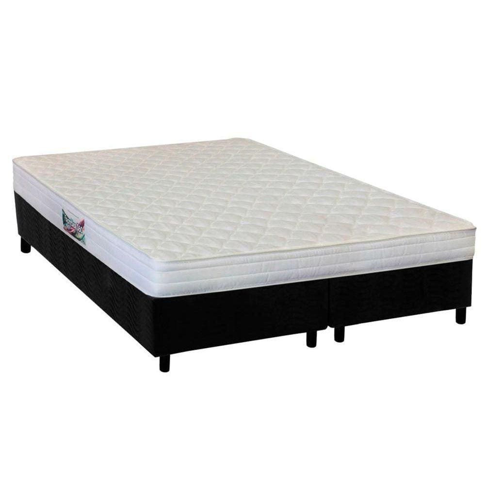 Cama Box Queen: Colchão Espuma Herval AG65 Frontier + Base CRC Suede Black(158x198)