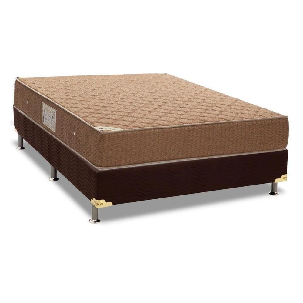 Cama Box Casal: Colchão Molas Bonnel Ortobom Hotelaria Multilastic Orthotel + Base CRC Suede Brown(138x188)