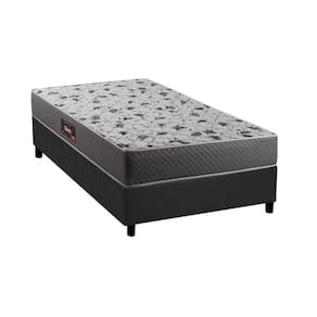 Cama Box Solteiro: Colchão Ortopédico Herval D28/AG65 Black + Base CRC Suede Gray(88x188)