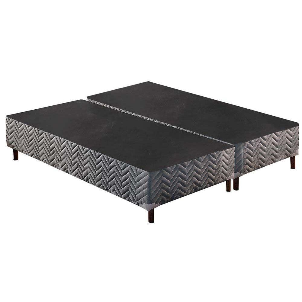 Cama Box Base Universal King Sommier Rústico Bordado Gray (193x203x30) - Paropas