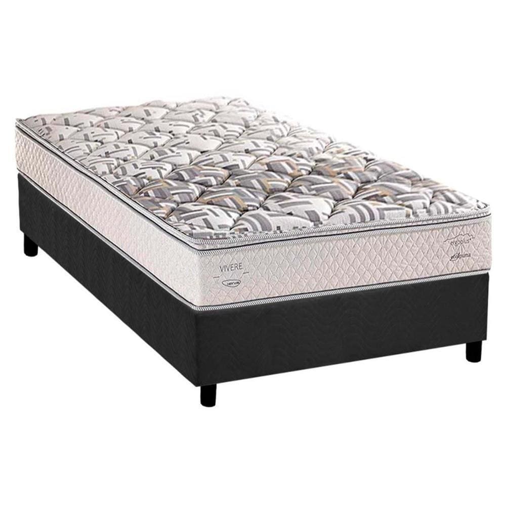 Cama Box Solteiro: Colchão Anatômico Herval ErgoPlus/EP + Base CRC Suede Gray(88x188)