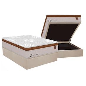 Cama Box Baú Casal: Colchão Molas Sealy Posturepedic Royal Confort + Base CRC Suede Bege(138x188)