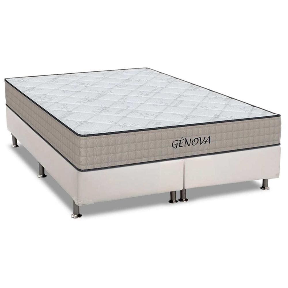 Cama Box Queen: Colchão Espuma Orthoflex D45 Genova + Base CRC Courano White(158x198)