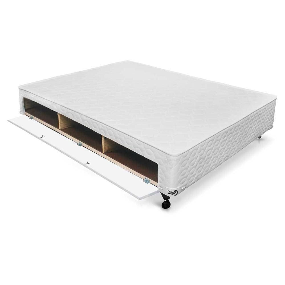 Cama Box Closet Queen Poli Tecido White (158x198x23) - Castor