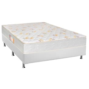 Cama Box Casal: Colchão Ortopédico Castor Sleep Firme + Base CRC Courano White(138x188)