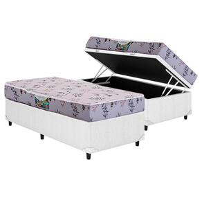 Cama Box Baú Solteiro: Colchão Espuma Herval D28 St. Louis + Base CRC Courano White(88x188)