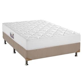 Cama Box Casal: Colchão Espuma Herval Top + Box Suede Bege(138x188)