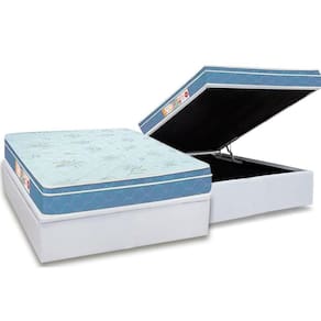 Cama Box Baú Casal: Colchão Espuma D45 Castor Sleep Max + Base CRC Courano White(138x188)