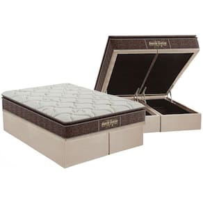 Cama Box Baú King: Colchão Ortopédico Probel Guarda Costas Extra Firme + Base CRC Suede Clean(193x203)