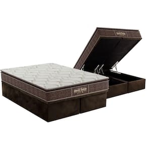 Cama Box Baú King: Colchão Ortopédico Probel Guarda Costas Extra Firme + Base CRC Suede Brown(193x203)