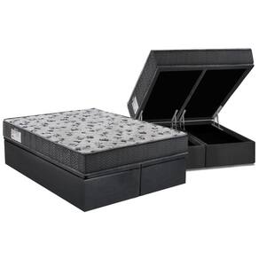 Cama Box Baú Queen: Colchão Anatômico Ortobom D33 / EP ISO 100 Ultra Firme + Base CRC Suede Gray(158x198)
