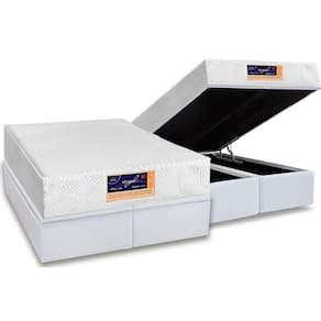 Cama Box Baú Queen: Colchão Espuma Castor D33 Vitagel HR Visco Gel Convencional + Base CRC Courano White(158x198)