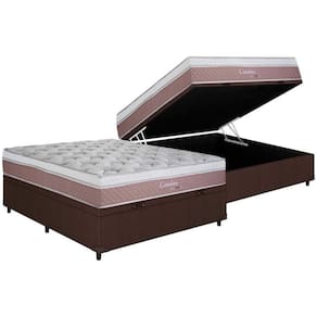 Cama Box Baú Casal: Colchão Molas Herval Maxspring Coimbra + Base CRC Courano Brown(138x188)