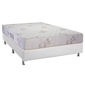 Cama Box Casal: Colchão Espuma D45 Luckspuma Gran Luck Floral Pró Saúde + Base CRC Courano White(138x188)