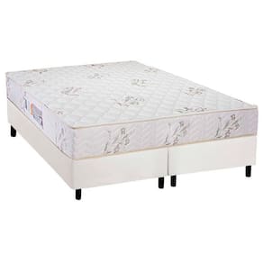 Cama Box King: Colchão Espuma D45 Luckspuma Gran Luck + Base CRC Courano White(193x203)
