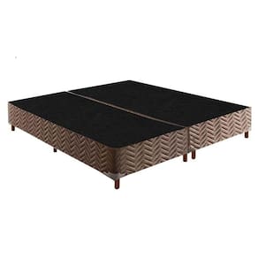 Cama Box Base King Sommier Rústico Bordado Brown (193x203x30) - Paropas