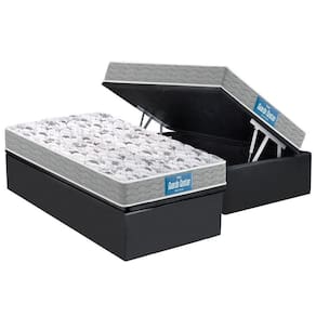 Cama Box Baú Solteiro: Colchão Anatômico Probel D45 / EP Guarda Costas PróExtreme Plus Double Face + Base CRC Suede Gray(88x188)