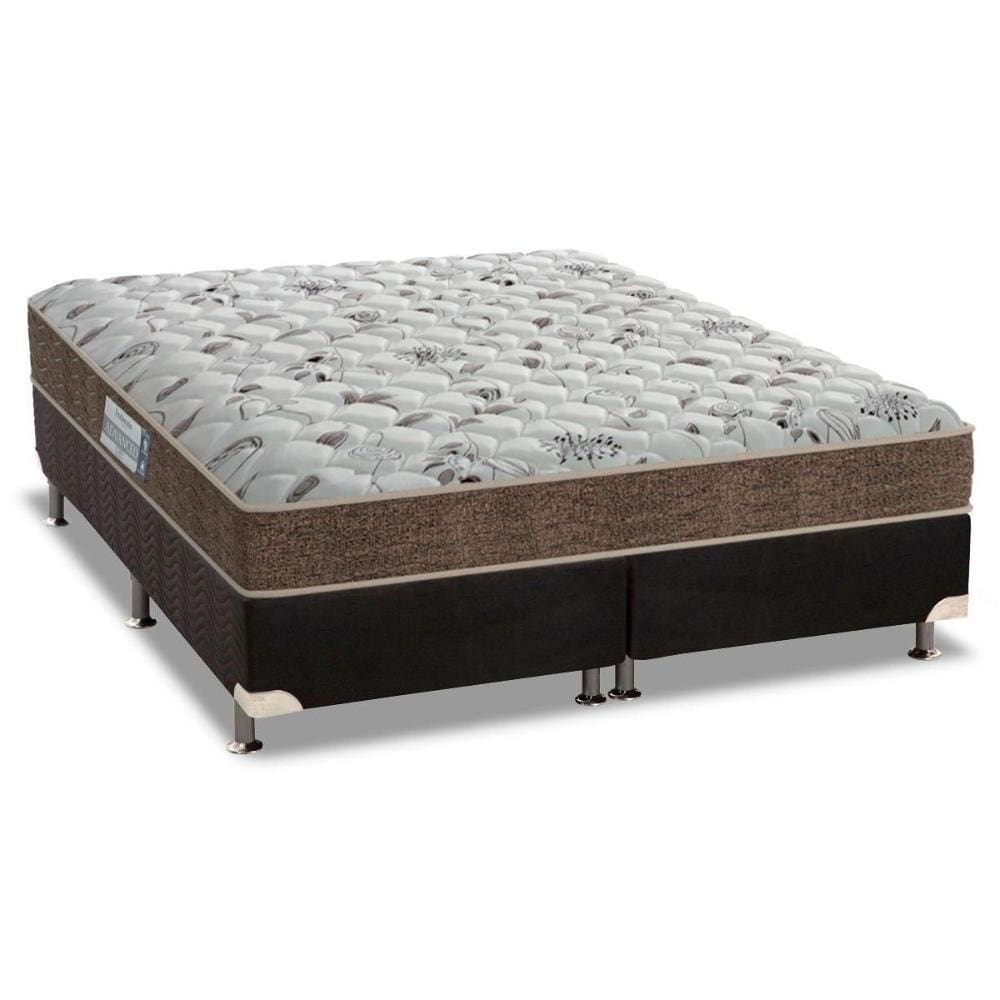 Cama Box Queen: Colchão Espuma D45 Probel Hiper Resistente Pró Dormir Sênior + Base CRC Suede Black(158x198)