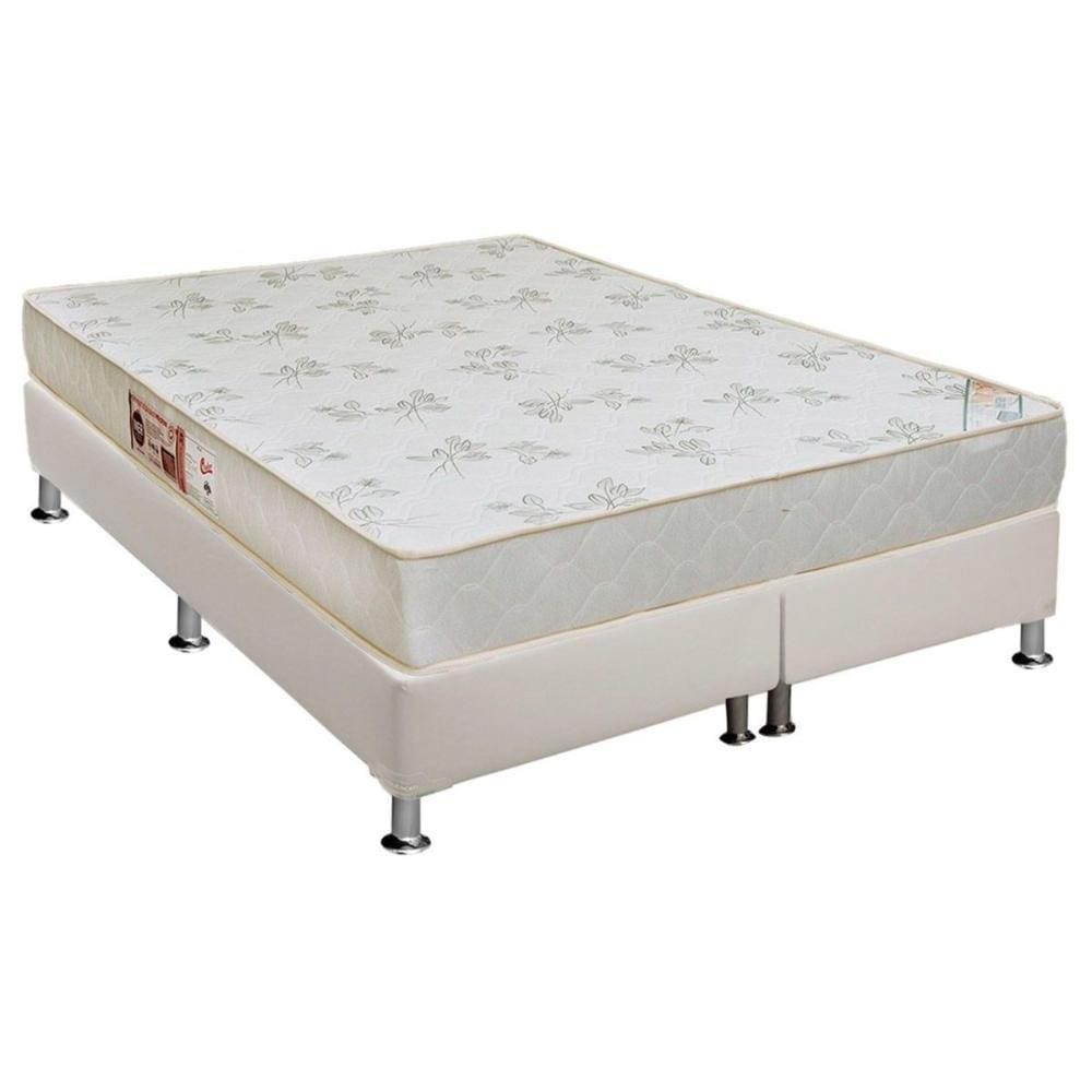 Cama Box King: Colchão Espuma D33 Castor Sleep Max Relax + Base CRC Courano White(193x203)