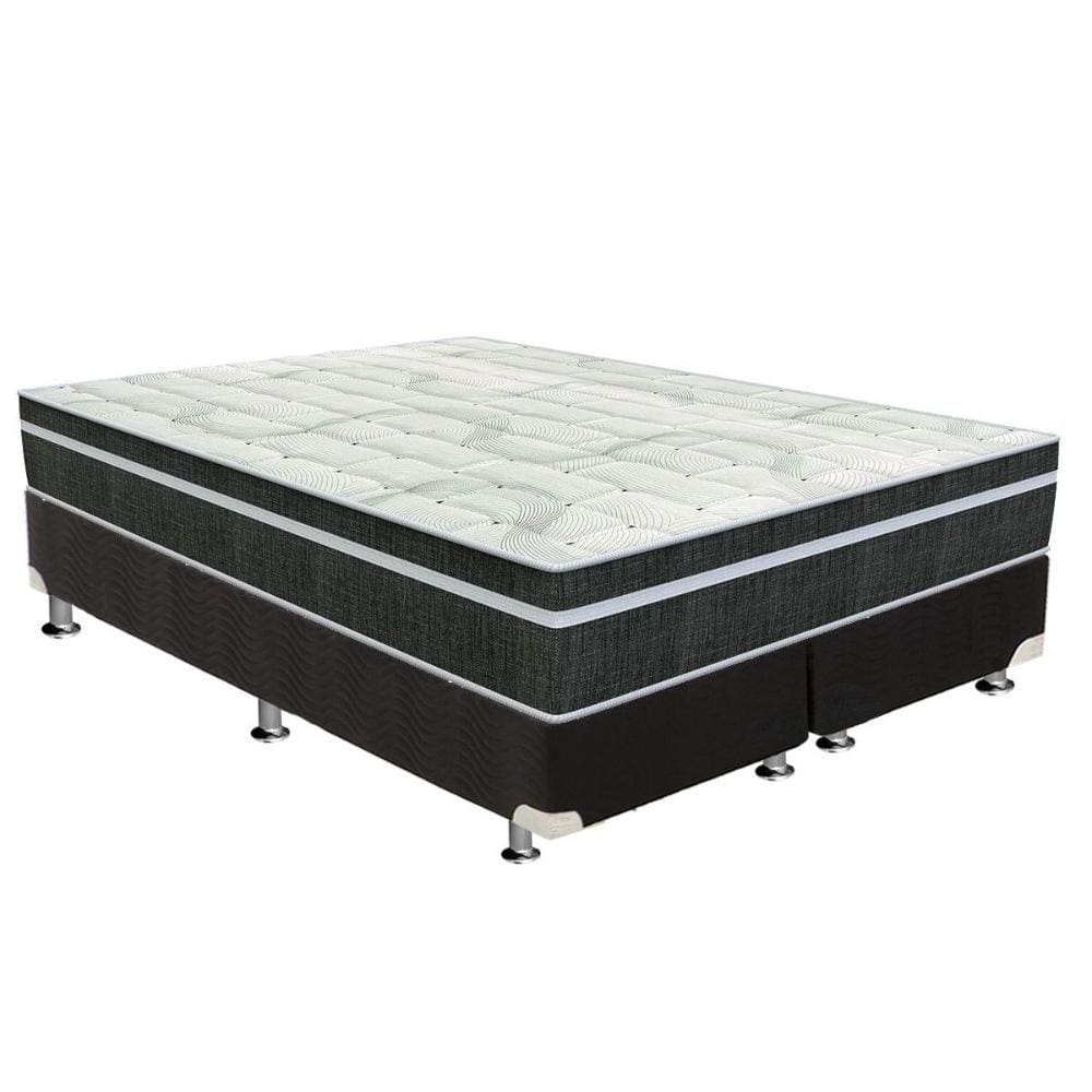 Cama Box Queen: Colchão Molas Bonnel Orthoflex Venezia + Base CRC Suede Black(158x198)