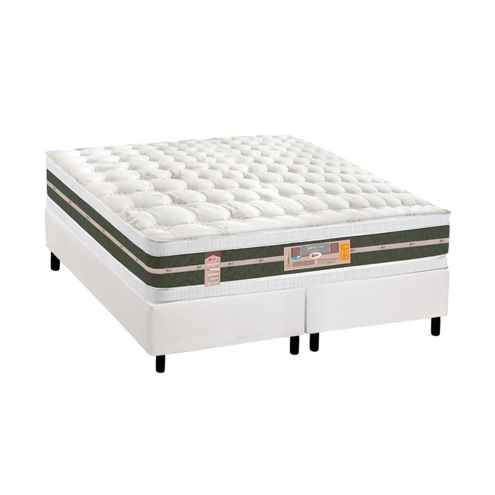 Cama Box King: Colchão Molas Bonnel Castor Silver Star Air + Base CRC Courano White(193x203)