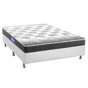 Cama Box Casal: Colchão Espuma Probel Guarda Costas Resistente + Base CRC Courano White(138x188)
