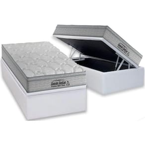 Cama Box Baú Solteiro: Colchão Espuma Probel D40 Guarda Costas Premium Hiper Firme Euro Pillow + Base CRC Courano White(88x188)