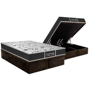 Cama Box Baú King: Colchão Molas Probel Prolastic ProDormir Sleep + Base CRC Suede Brown(193x203)
