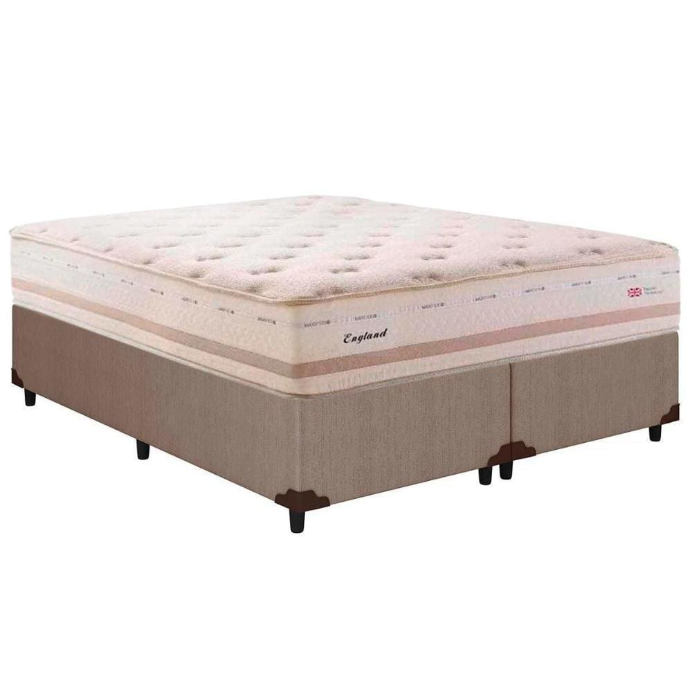 Cama Box Queen: Colchão Molas Herval Maxspring England + Base CRC Courano Clean(158x198)