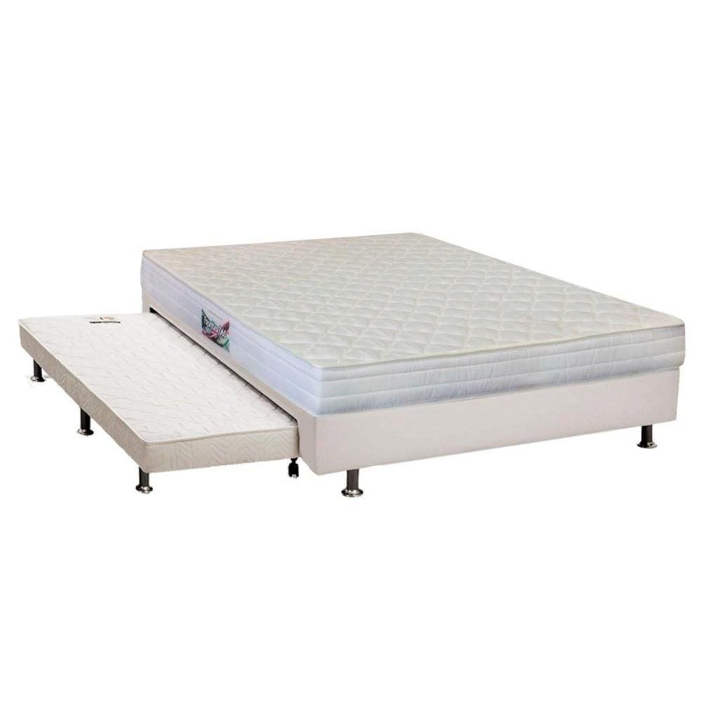 Cama Box c/Auxiliar Casal: Colchão Anatômico Herval AG65 Frontier + Base CRC Courano Branco(138x188)