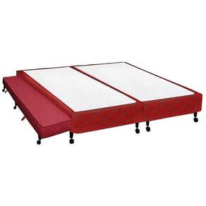 Cama Box Base c/Auxiliar Universal King Poli Tecido Wine (193x203x27) - Castor