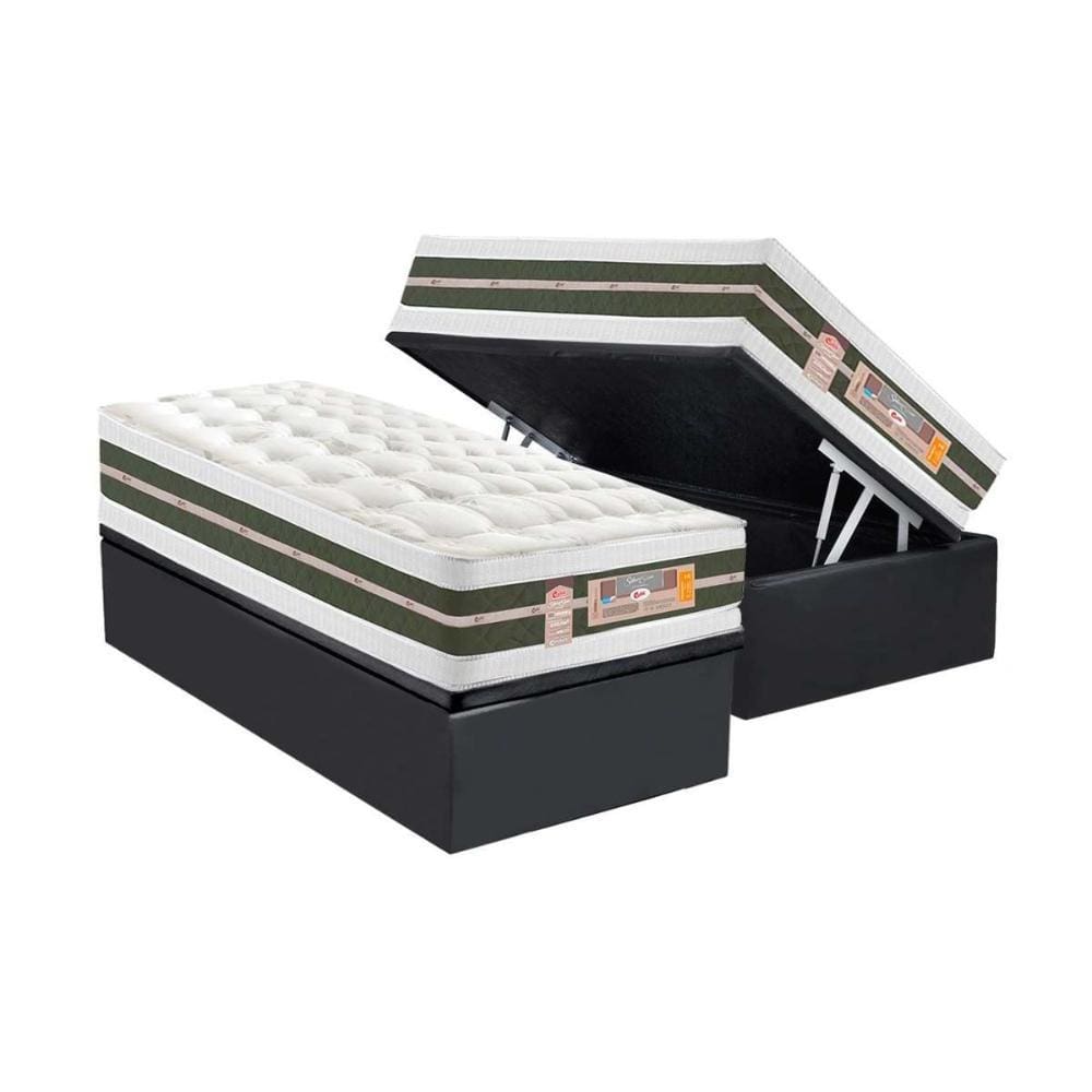 Cama Box Baú Solteiro: Colchão Molas Castor Bonnel Silver Star Air + Base CRC Suede Gray(88x188)