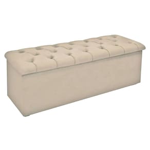 Calçadeira Quarto Queen Size Lotus Suede Bege - Simbal