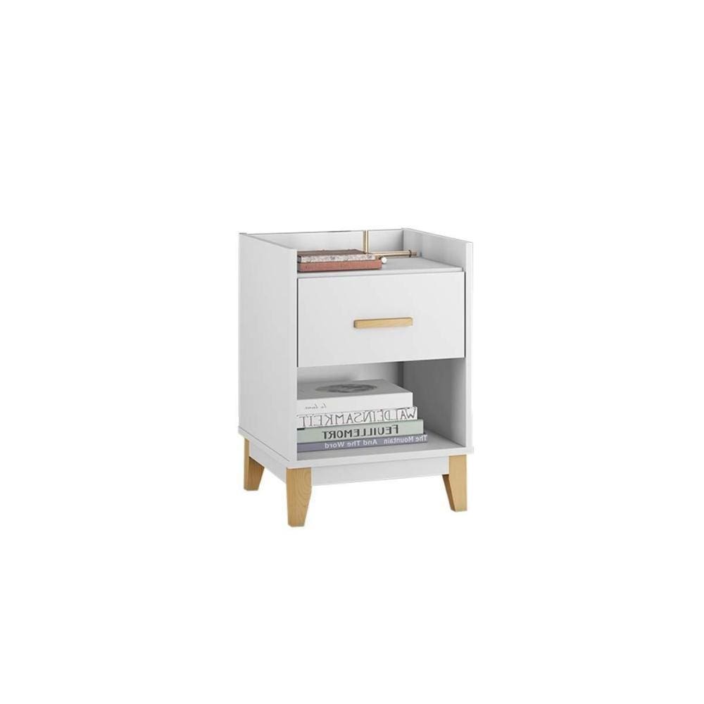 Mesa Cabeceira LE 6006 c/ 1 Gaveta Branco - Movelbento
