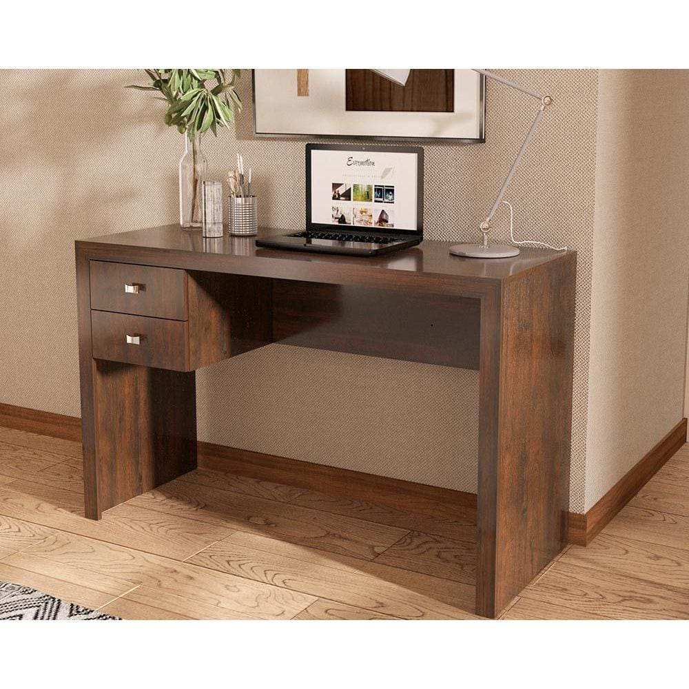Mesa de Computador ME-4123 c/ 2 Gavetas Rústico - Tecno Mobili