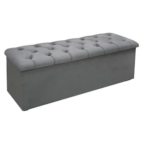 Calçadeira Quarto Queen Size Lotus Suede Cinza - Simbal