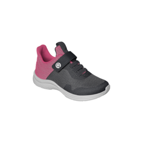 Tênis Feminino Infantil Ortopé Joy Comfy Fita Aderente Preto Pink