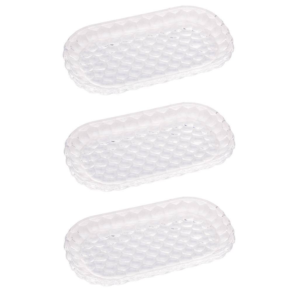 Kit 3 Travessas de cristal bubble Petisqueira Bandeja 21X12cm Lyor