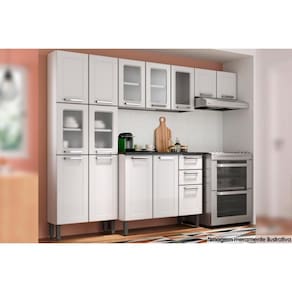 Cozinha Completa Múltipla 4 Peças (2 Armários + 1 Balcão + 1 Paneleiro) C4P83 Branco - Bertolini