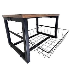 Fruteira Preto Fosco Mdf/Aço 1 Cesto Deslizante 28x40x30 cm