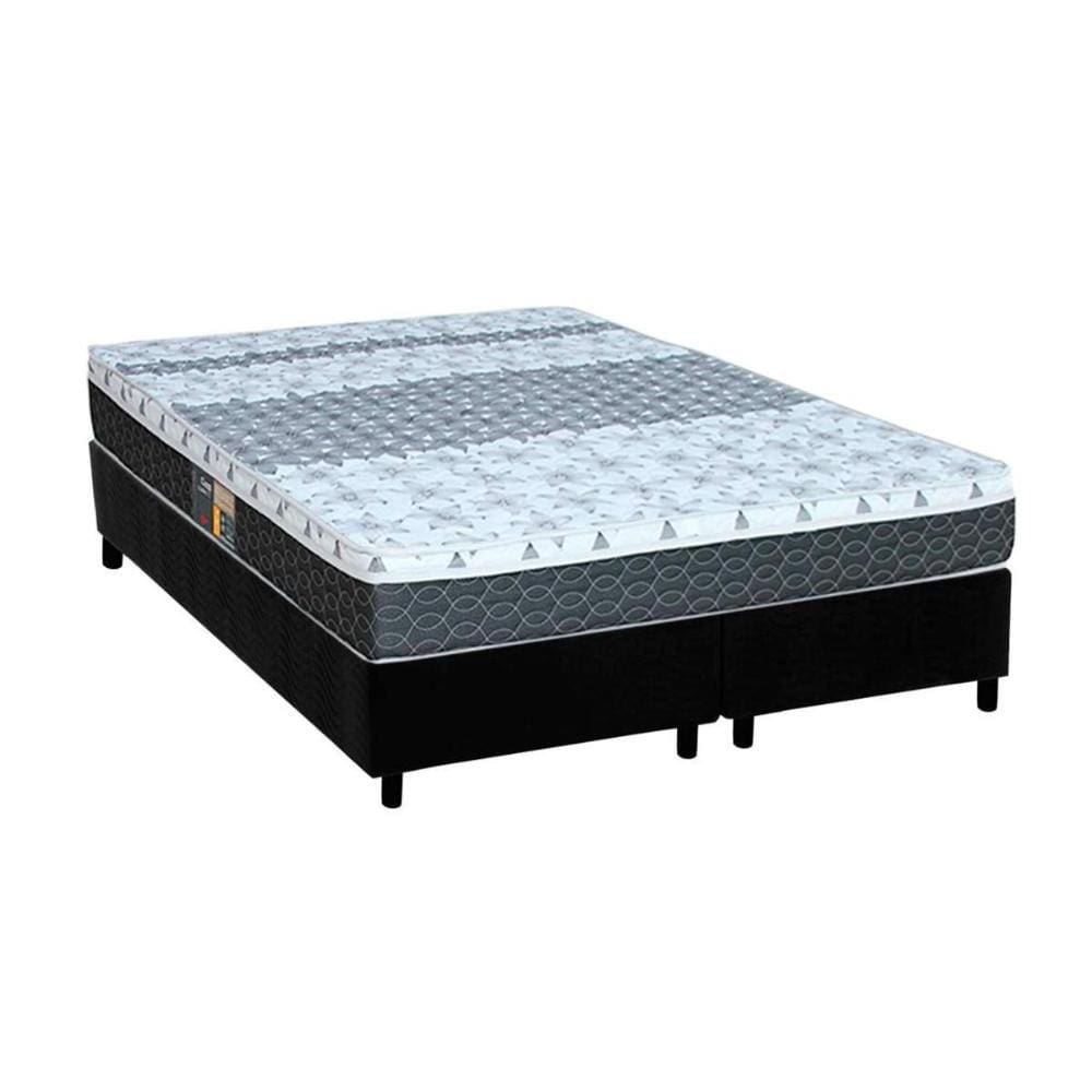 Cama Box King: Colchão Molas Castor Bonnel Class New + Base CRC Suede Black(193x203)