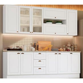 Cozinha Modulada Henn Americana 10 Peças (4 Aéreos + 3 Balcões + 3 Tampos) CZ266 Branco